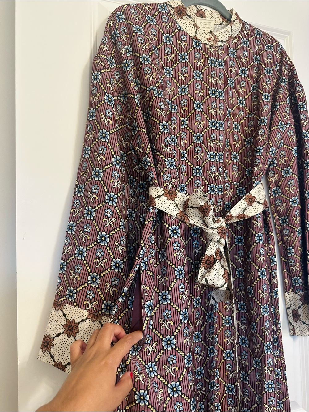 Sézane x Antoinette Poisson Dress Madder Red Heart Print Silk Blend Size 12 - Picture 6 of 14